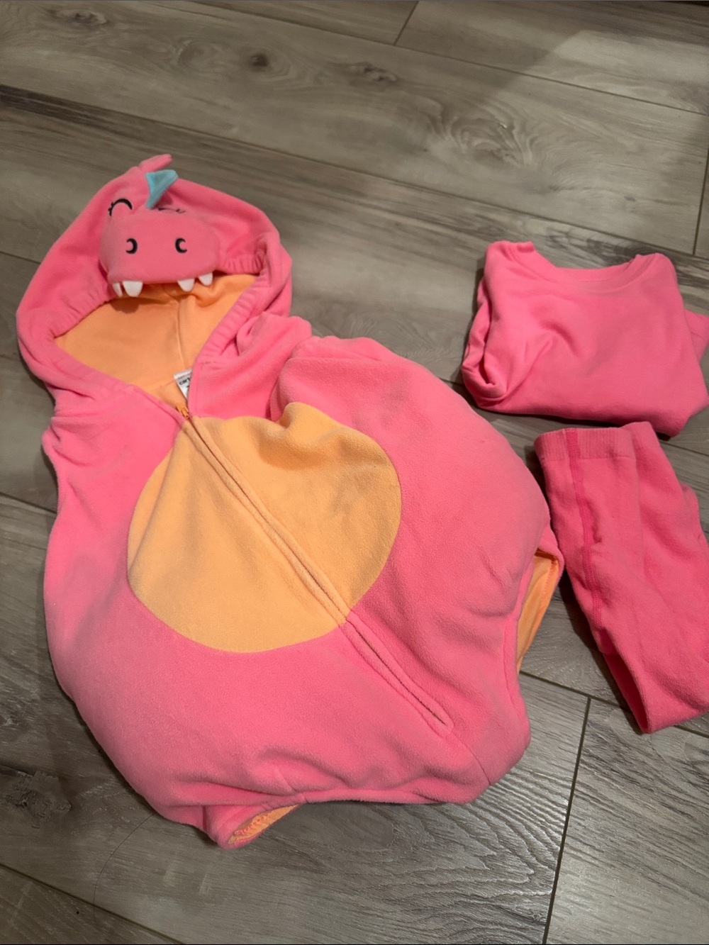 Pink Dinosaur Hooded Fleece Costume